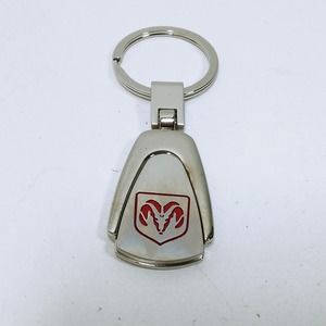 Vintage Dodge Ram Truck Metal Keychain Red and Silver (mt1)